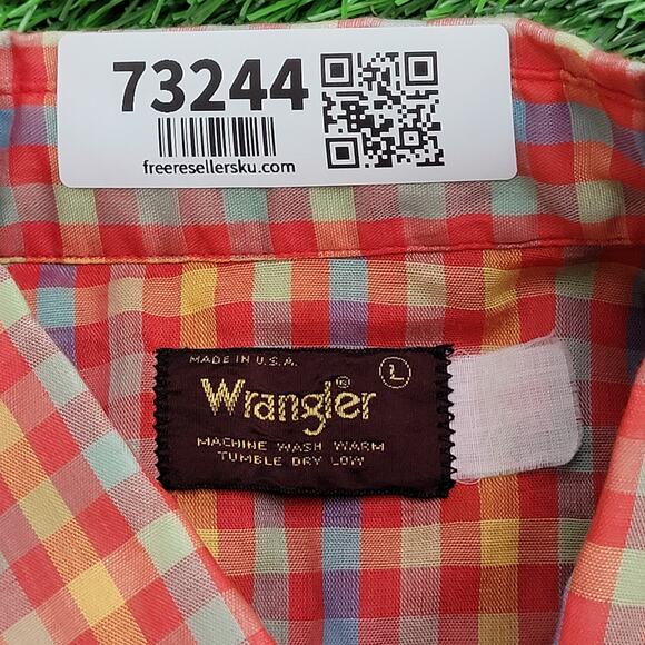 Vintage 80s Wrangler Cropped Snap Shirt Womens Large 22x15 - Picture 8 of 9
